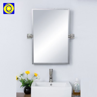 Modern metal sliver frame bathroom wall mounted 19X28" inches rectangle mirror stainless steel mirror frame