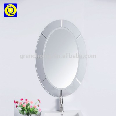 Factory cheap price glass frosted Border frameless beveled mirror oval bathroom mirror