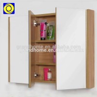 Chinese MDF 3 shelves wooden durable oak bathroom mirrored medicine cabinet